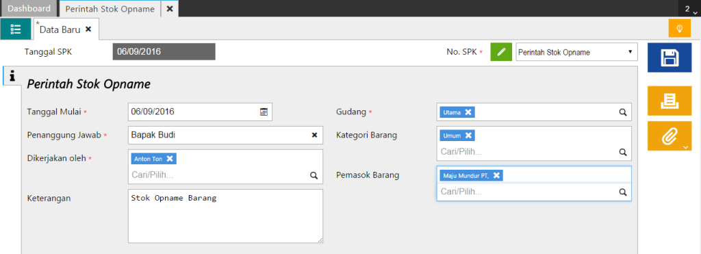 Input Perintah Stok Opname