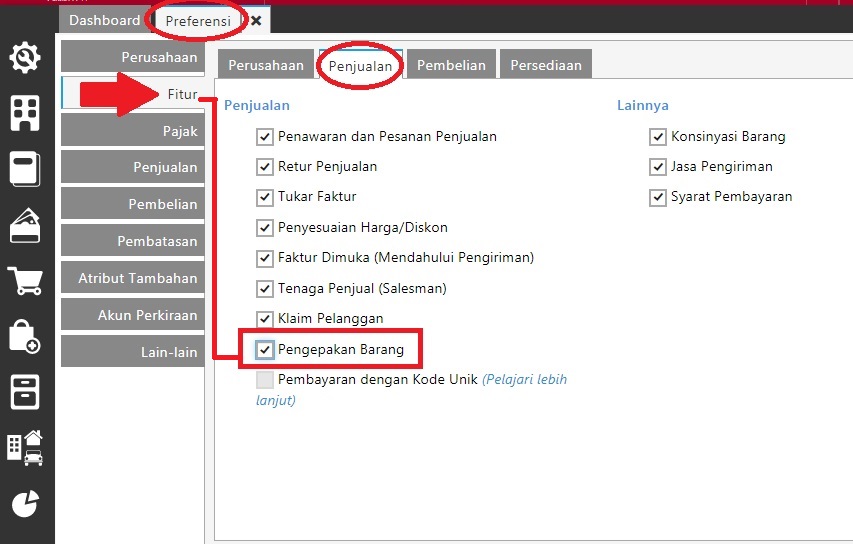 Aktifkan Fitur
