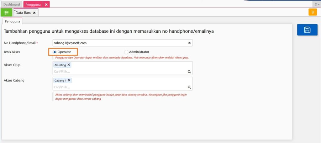 Pengguna Operator