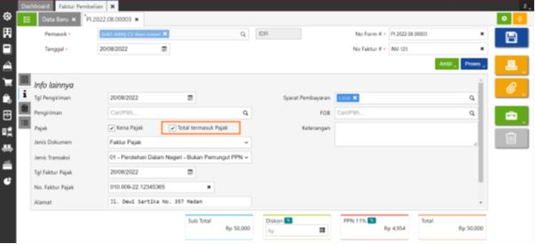 Faktur Pembelian Termasuk Pajak
