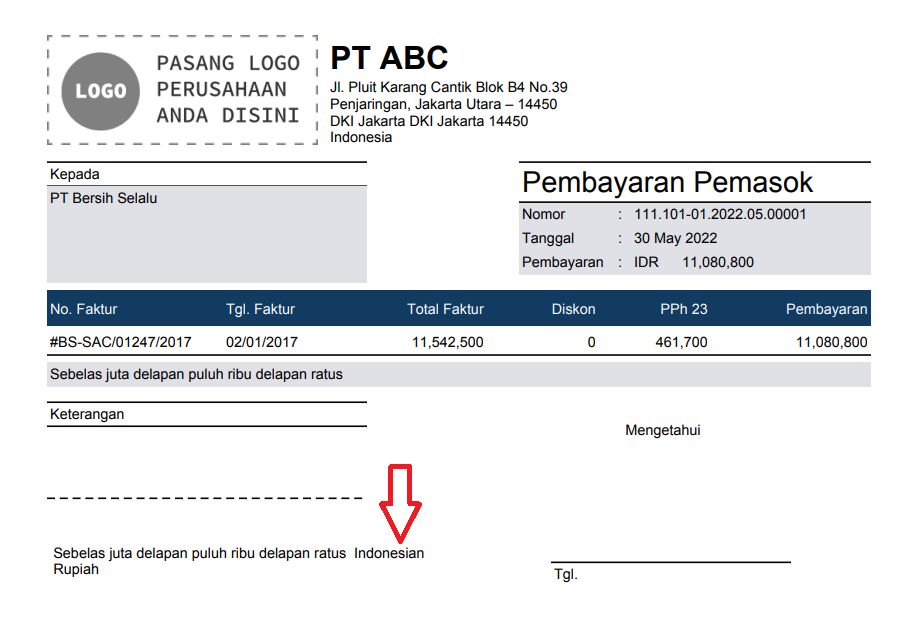 Tampilan Desain Cetakan Pembayaran