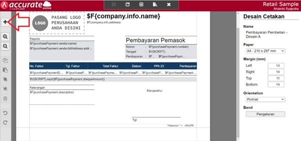 Buka Desainer dari Desain Cetakan Pembayaran Pembelian