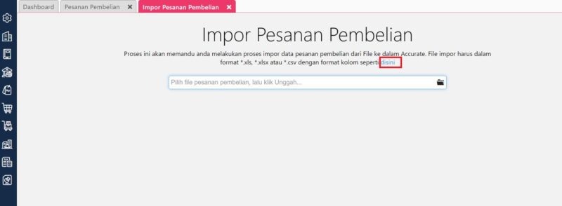 Mengunduh Contoh Format File Impor Transaksi Pesanan Pembelian