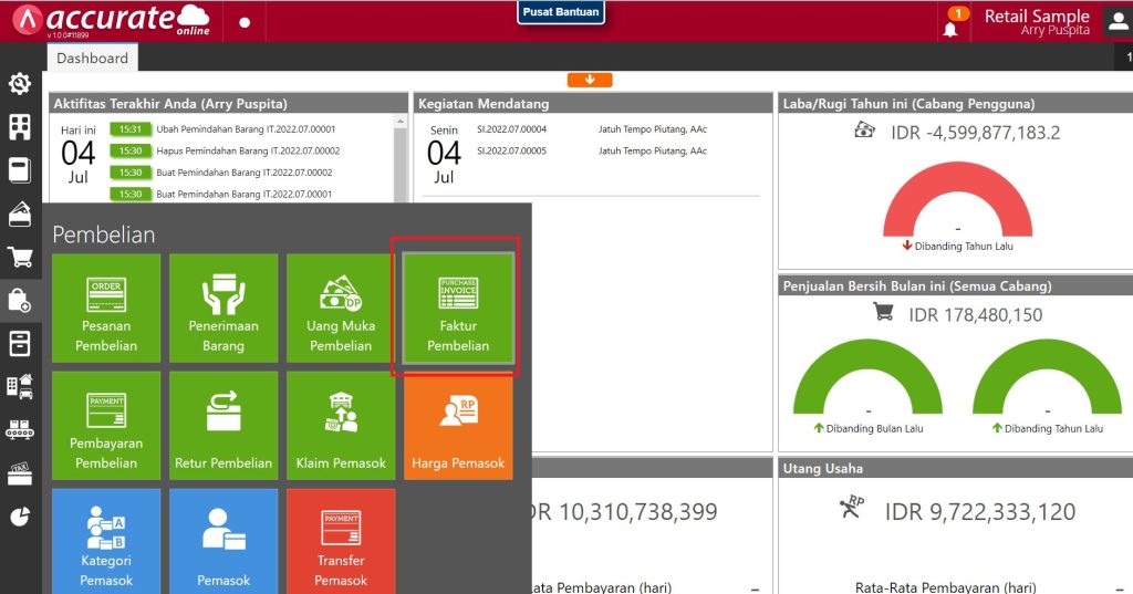 Akses Ke menu Faktur Pembelian