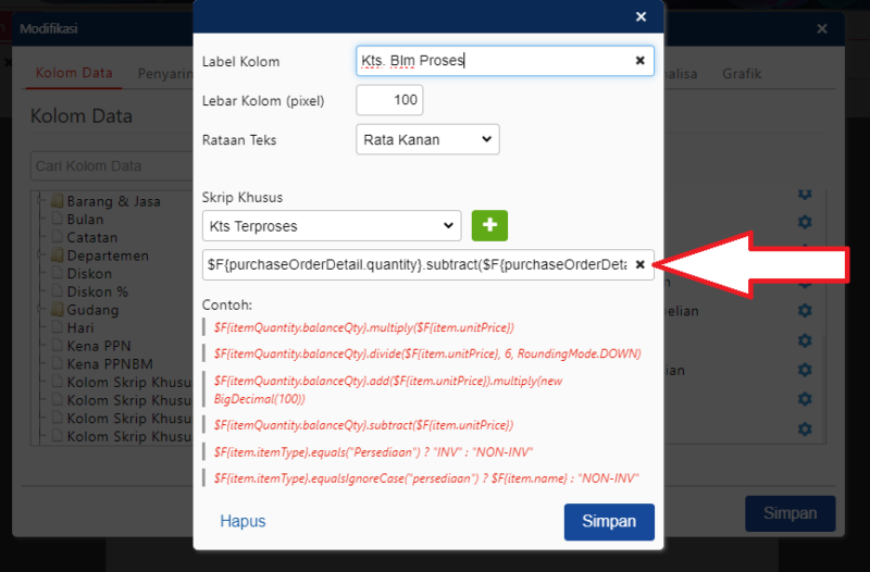 Menampilkan Kuantitas Belum Terproses
