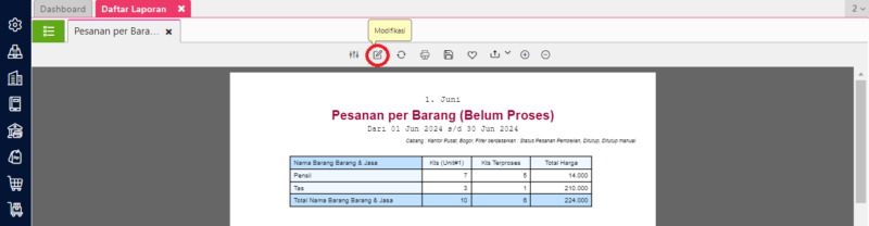 Menampilkan Kuantitas Belum Terproses