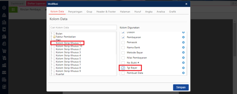 Menampilkan Rentang Hari Pembayaran Pembelian
