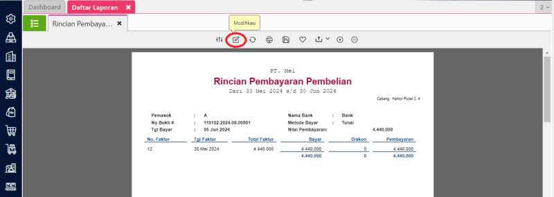 Menampilkan Rentang Hari Pembayaran Pembelian
