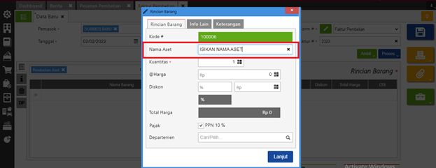Mengubah Nama Aset Tetap