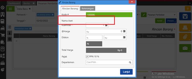 Tidak Bisa Mengubah Nama Aset Tetap
