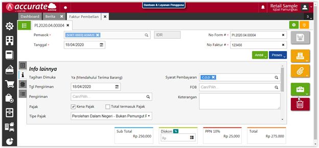 Contoh Faktur Pembelian Dimuka