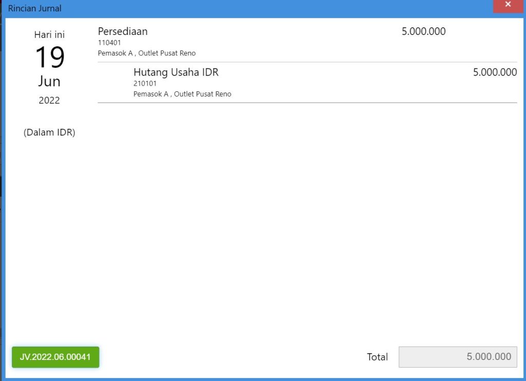 Jurnal Transaksi Faktur Pembelian