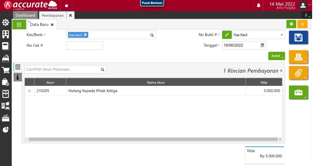 Pembayaran Hutang ke Pihak Ketiga melalui Pembayaran