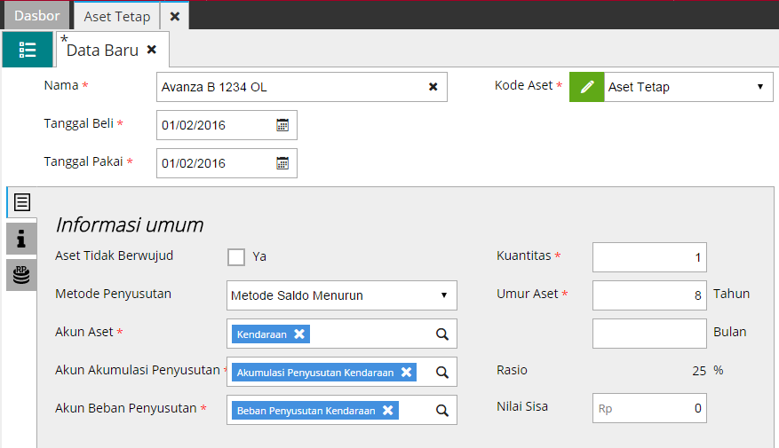 Membuat Aset Tetap Sebagai Saldo Awal