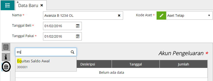 Membuat Aset Tetap Sebagai Saldo Awal
