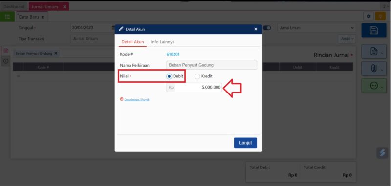 Mengisikan Beban Penyusutan per Proyek di Sisi Debit - Mengalokasi Beban Penyusutan