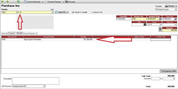 Faktur Pembelian Pemasok PT. B