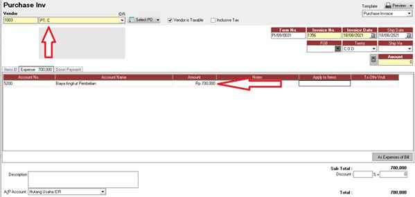 Faktur Pembelian Pemasok PT. C
