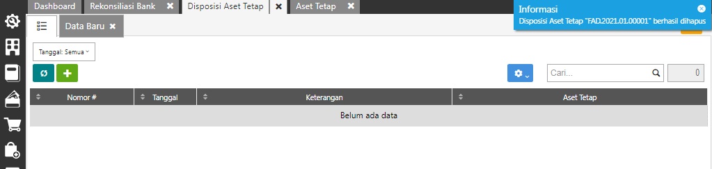 Aset Tetap sudah dibatalkan disposisi aset tetapnya - Membatalkan Disposisi Aset Tetap