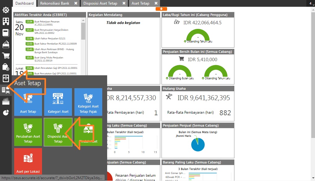 Akses ke Menu Disposisi Aset Tetap