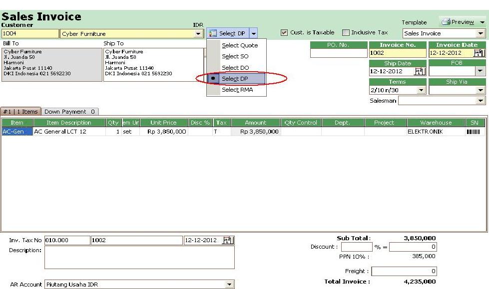 Downpayment Atas Barang Yang Belum Diketahui - Accurate 5