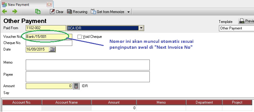 Fungsi “Next Invoice No” Pada Akun Tipe Cash/Bank - Accurate 5
