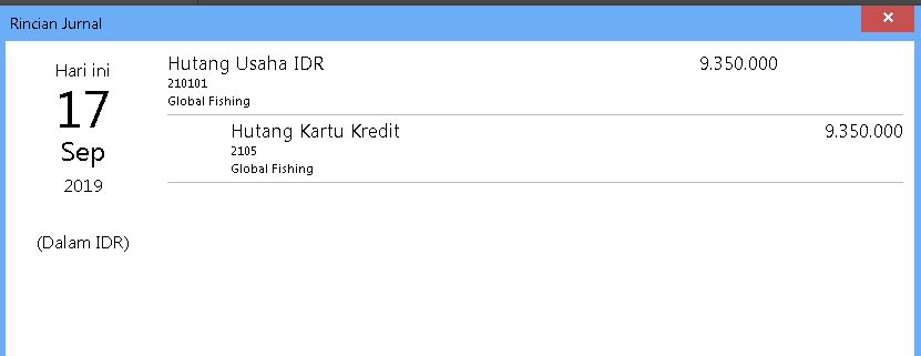 Jurnal Pembayaran Pembelian dengan Kartu Kredit