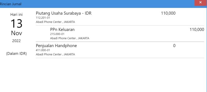 Jurnal Saldo Awal PPN Keluaran