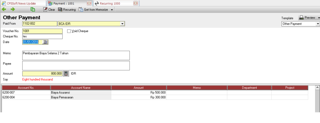 Mengedit Recurring Transaction / Transaksi Berulang - Accurate 5