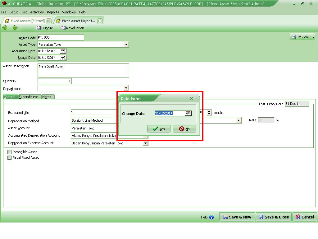 Mengganti Akun Fixed Asset - Accurate 5