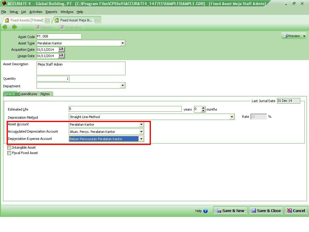 Mengganti Akun Fixed Asset - Accurate 5