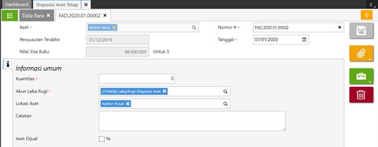 Melakukan Disposisi Aset Tetap - Mengubah Aset Tetap