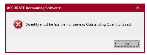 Muncul Error “Quantity must be less than or same as Outstanding Quantity (xxx)” pada Purchase Invoice - Accurate 5
