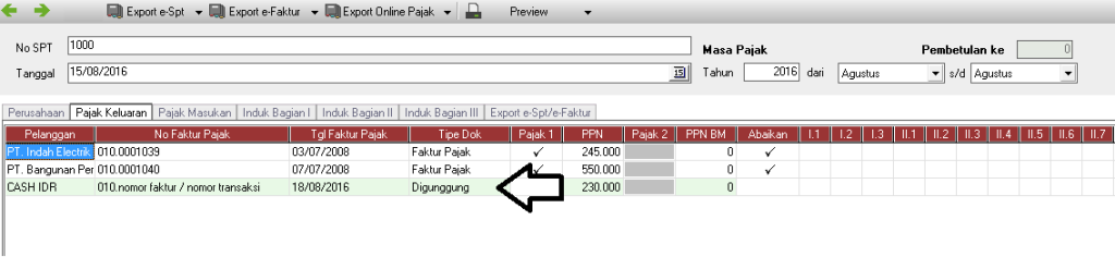 Faktur Pajak Digunggung di E-Faktur - Accurate 5