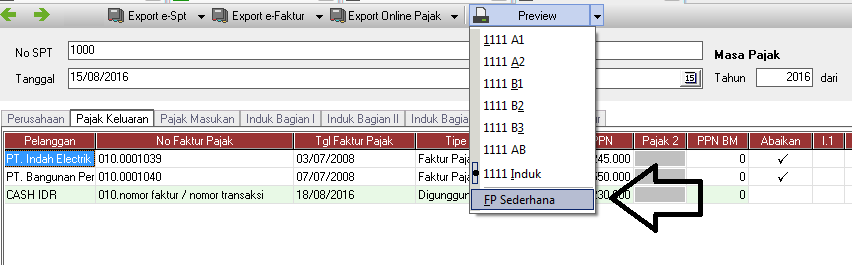 Faktur Pajak Digunggung di E-Faktur - Accurate 5