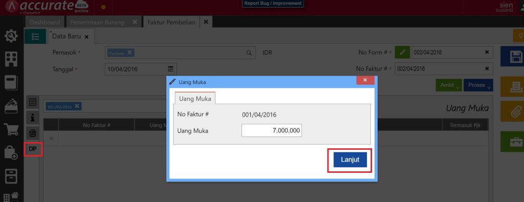 Cara Membuat Uang Muka Pembelian Partial
