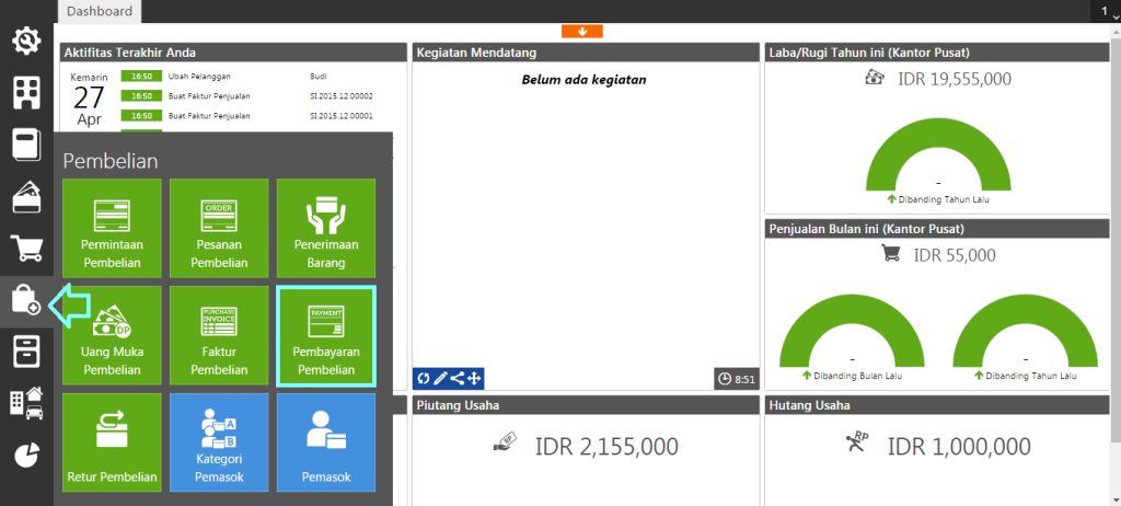 Membuat Pembayaran Pembelian Sebagian