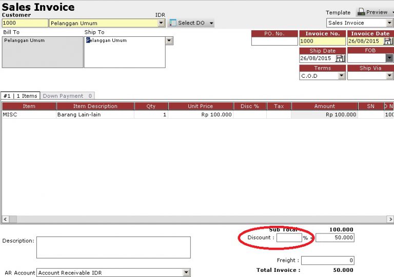 Persentase Diskon Invoice Pada Sales Order Hilang Jika Ditarik Ke Sales Invoice - Accurate 5