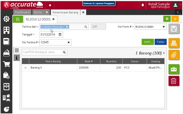 Penginputan Saldo Awal Penerimaan Barang