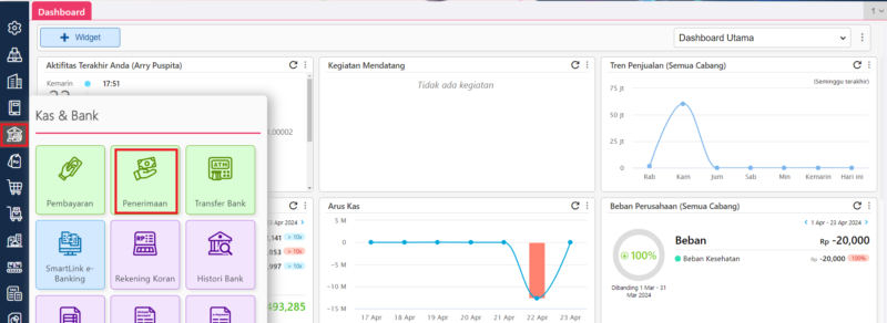 Akses ke Formulir Transaksi yang akan dibuat - Rekonsiliasi Bank