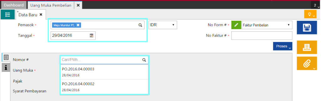 Membuat Uang Muka Pembelian Didahului Pesanan 