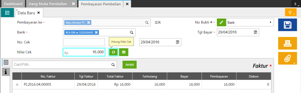 Membuat Uang Muka Pembelian Didahului Pesanan 