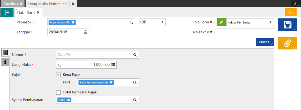 Membuat Uang Muka Pembelian