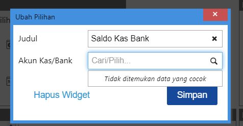 Akun Kas/Bank tidak tampil dalam pilihan di Widget Saldo Kas Bank